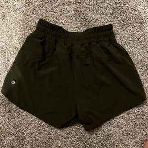 Olive green track that high rise lined short 5”